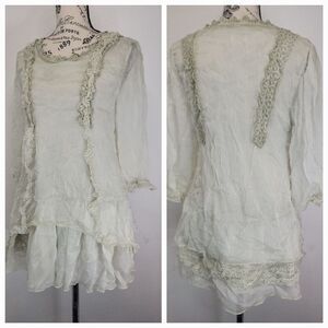 Pretty Angel Mini Dress S Silk Blend Ruffled Artsy Whimsygoth Fairy Grunge Boho